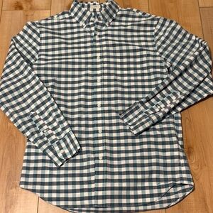 👔 J.Crew Men’s Slim Secret Wash Shirt 
Size: M | Green + Grey plaid